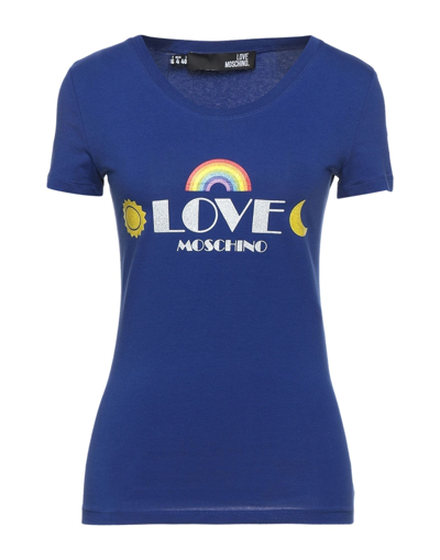 Shop Love Moschino Woman T-shirt Blue Size 6 Cotton, Elastane