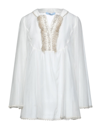 Shop Blumarine Woman Top Ivory Size 10 Cotton, Silk In White
