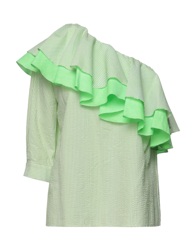 Shop Aglini Woman Top Green Size 6 Cotton