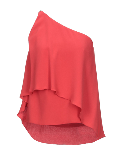 Shop Blue Les Copains Woman Top Red Size 4 Polyester, Cotton, Viscose