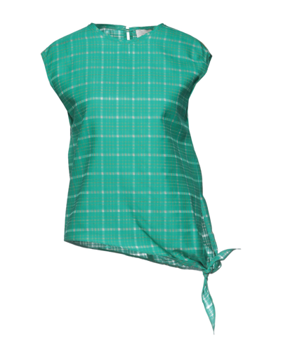 Shop Alysi Woman Blouse Green Size 8 Cotton, Silk