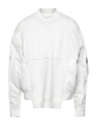 Shop Valentino Garavani Man Sweatshirt White Size M Cotton, Polyamide, Polyester, Elastane