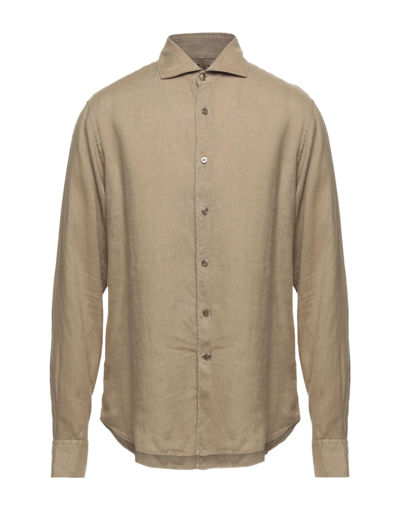 Shop Orian Man Shirt Light Brown Size 16 Linen In Beige