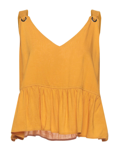 Shop Fly Girl Woman Top Ocher Size L Viscose In Yellow