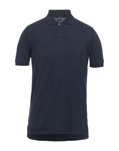 Shop Fedeli Polo Shirts In Dark Blue