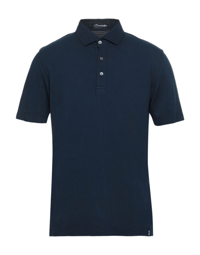 Shop Drumohr Man Polo Shirt Midnight Blue Size M Cotton In Dark Blue