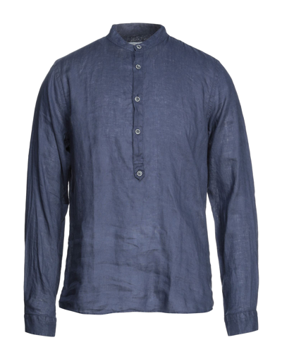 Shop Sseinse Man Shirt Midnight Blue Size Xl Linen