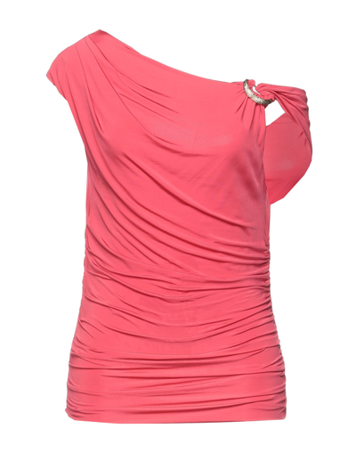 Shop Roberto Cavalli Woman Top Coral Size 14 Viscose, Elastane In Red