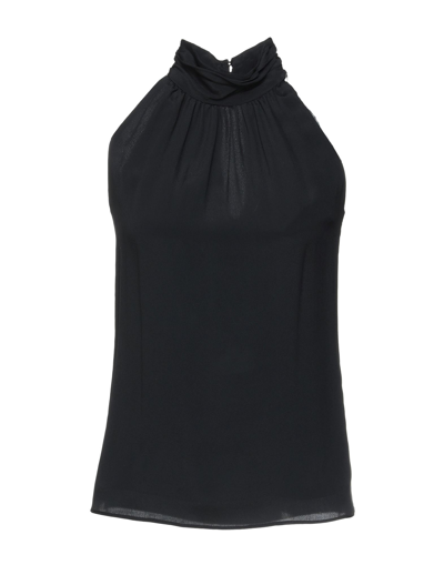 Shop Anna Molinari Woman Top Black Size 12 Acetate, Silk