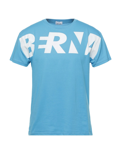 Shop Berna Man T-shirt Turquoise Size L Cotton In Blue