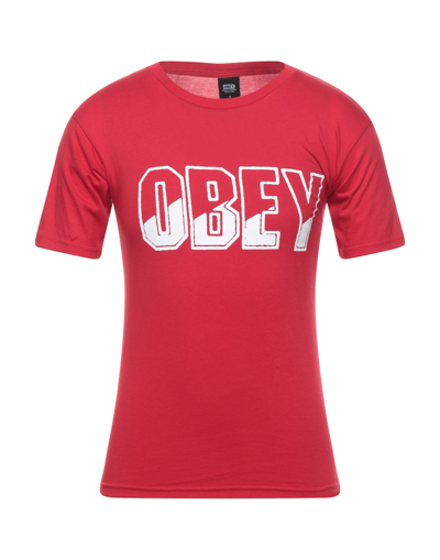 Shop Obey Man T-shirt Red Size S Cotton