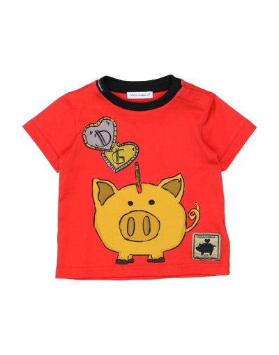Shop Dolce & Gabbana Newborn Boy T-shirt Red Size 3 Cotton
