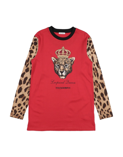 Shop Dolce & Gabbana Toddler Girl T-shirt Red Size 6 Cotton, Viscose, Polyester, Polyamide, Metallic Poly