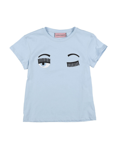 Shop Chiara Ferragni Toddler Girl T-shirt Sky Blue Size 7 Cotton