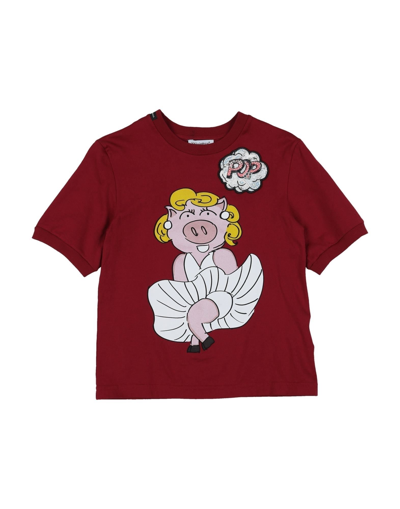 Shop Dolce & Gabbana Toddler Girl T-shirt Burgundy Size 7 Cotton, Polyester, Viscose, Metallic Polyester In Red