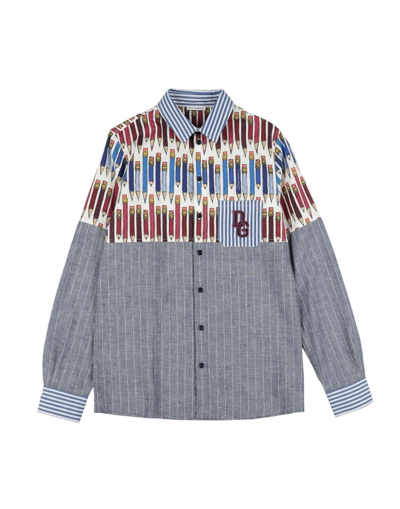 Shop Dolce & Gabbana Toddler Boy Shirt Blue Size 5 Cotton, Viscose, Linen, Polyester