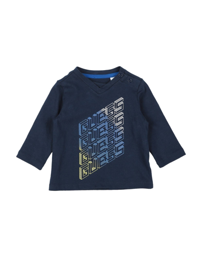 Shop Guess Newborn Boy T-shirt Midnight Blue Size 0 Cotton