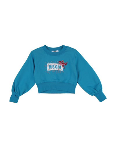 Shop Msgm Toddler Girl Sweatshirt Azure Size 4 Cotton In Blue