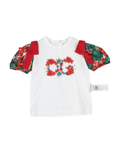 Shop Dolce & Gabbana Newborn Girl T-shirt White Size 3 Cotton, Viscose, Silk, Polyester