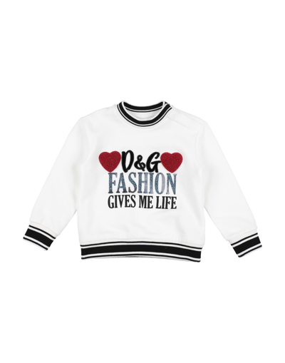 Shop Dolce & Gabbana Newborn Girl Sweatshirt White Size 3 Cotton, Polyester, Metallic Polyester, Polyamid