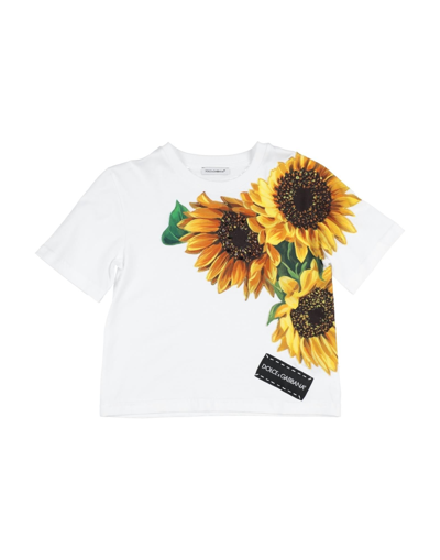 Shop Dolce & Gabbana Toddler Girl T-shirt White Size 7 Cotton, Crystal, Polyester