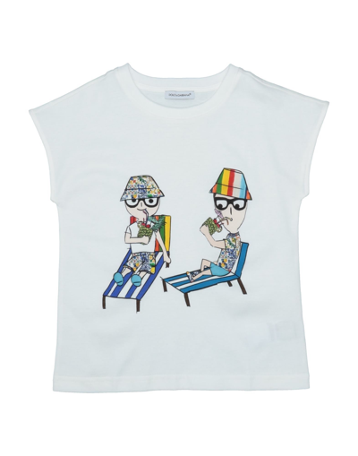 Shop Dolce & Gabbana Newborn Girl T-shirt White Size 3 Cotton, Polyester