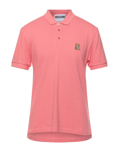 Shop Moschino Polo Shirts In Salmon Pink