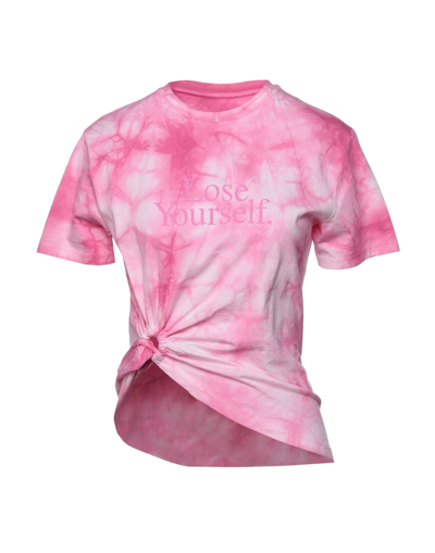 Shop Rabanne Woman T-shirt Pink Size L Cotton
