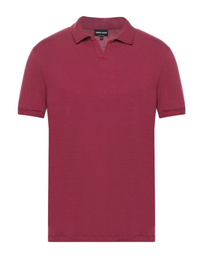 Shop Giorgio Armani Man Polo Shirt Mauve Size 44 Viscose, Elastane In Purple