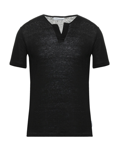 Shop Paolo Pecora Man T-shirt Black Size M Linen