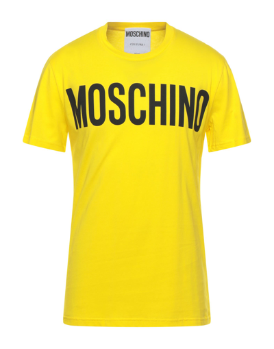 Shop Moschino Man T-shirt Yellow Size 38 Cotton