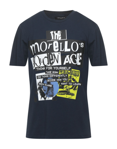 Shop Frankie Morello Man T-shirt Midnight Blue Size S Cotton, Elastane