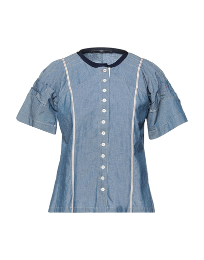 Shop High Woman Denim Shirt Blue Size 8 Cotton