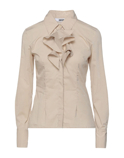Shop Mauro Grifoni Grifoni Woman Shirt Beige Size 10 Cotton, Polyamide, Elastane