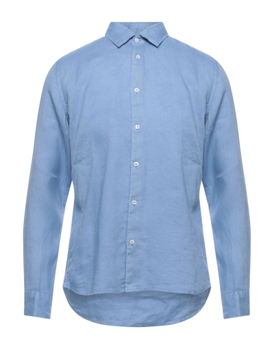 Shop Altea Man Shirt Azure Size Xl Linen In Blue