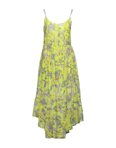 Shop Twinset Woman Midi Dress Acid Green Size 12 Cotton, Polyester