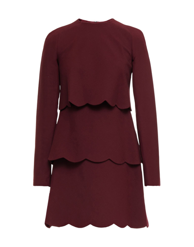 Shop Valentino Garavani Woman Mini Dress Burgundy Size 2 Virgin Wool, Silk In Red