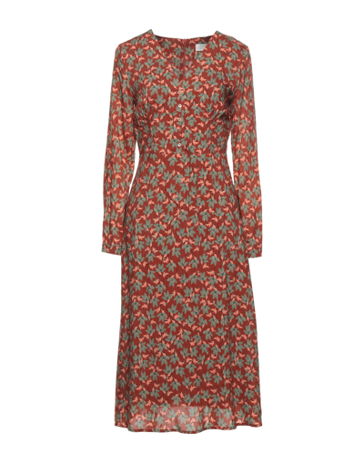Shop Progetto Quid Moringa Woman Midi Dress Rust Size 8 Viscose In Red