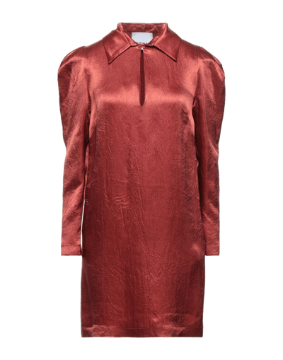 Shop Erika Cavallini Woman Mini Dress Rust Size 8 Acetate In Red