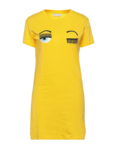 Shop Chiara Ferragni Woman Mini Dress Yellow Size S Cotton