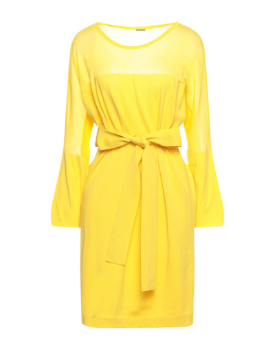 Shop Malo Woman Midi Dress Yellow Size Xs Cotton