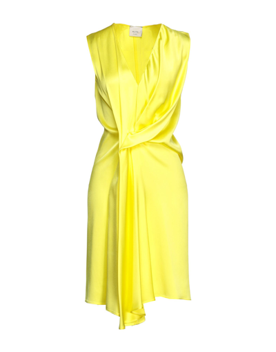 Shop Alysi Woman Midi Dress Yellow Size 4 Acetate, Viscose