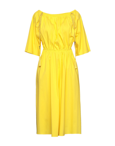 Shop Patrizia Pepe Woman Midi Dress Yellow Size 6 Cotton, Polyamide, Elastane