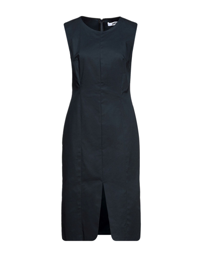 Shop Mauro Grifoni Woman Midi Dress Midnight Blue Size 8 Cotton, Elastane