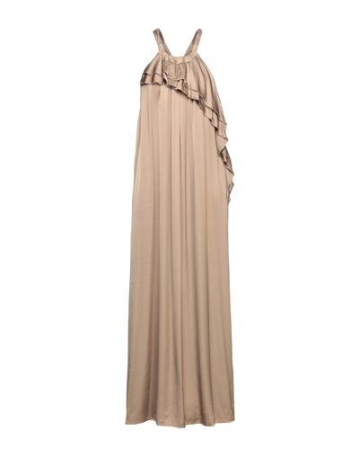 Shop Icona By Kaos Woman Maxi Dress Camel Size 6 Viscose In Beige