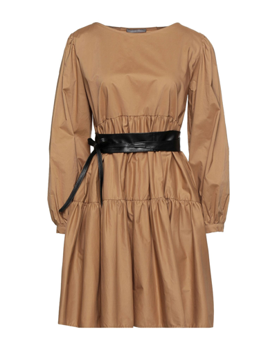 Shop Amelie Rêveur Woman Mini Dress Khaki Size M/l Cotton, Elastane In Beige