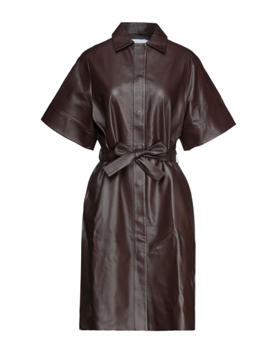 Shop Fabiana Filippi Woman Midi Dress Dark Brown Size 6 Soft Leather