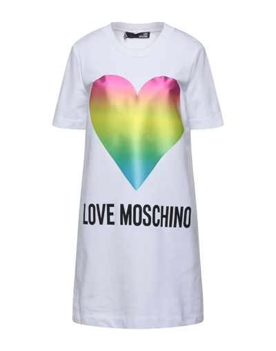 Shop Love Moschino Woman Short Dress White Size 6 Cotton, Elastane