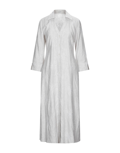 Shop Camicettasnob Woman Midi Dress Light Grey Size 10 Linen, Modal