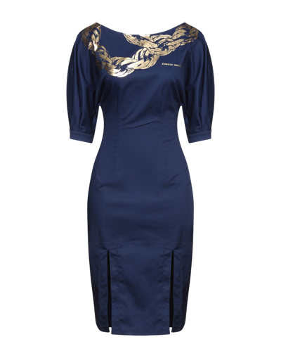 Shop Frankie Morello Woman Midi Dress Blue Size 6 Cotton, Elastane